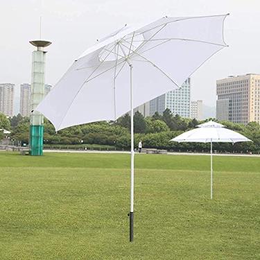 Imagem de HHHJQFAAT Guarda-sol externo com poste de guarda-chuva inclinado, design de topo duplo, guarda-sol de jardim de estilo europeu para resfriamento, sombreamento e isolamento térmico, redondo, doméstico