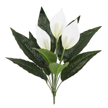 Imagem de Flores artificiais para decoração modernas simuladas de orquídeas verdes, plantas falsas, adequadas para casa, vaso de mesa, ornamentos de arranjos de flores, plantas e flores artificiais (B)