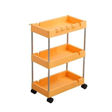 Imagem de WUHUQN Prateleiras para armazenamento de cozinha rack móvel de carrinho de chão ao teto casa de banho móvel tipo gaveta de armazenamento multicamadas rack de armazenamento de carrinho