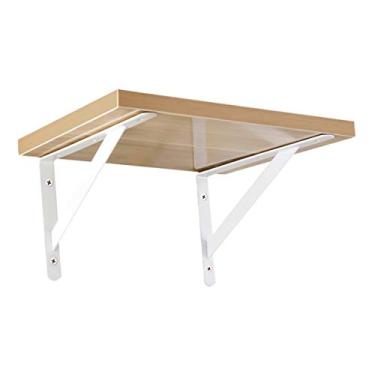 Imagem de Suporte triangular fixo de prateleira pintura metálica moldura de suporte de cor branca/fácil instalação/alto rolamento de carga (branco 40 * 20 cm)