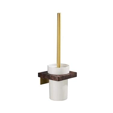 Imagem de Conjunto de escova de vaso sanitário e suporte, conjunto de limpeza de vaso sanitário de cerâmica montado na parede para higiene e limpeza de vaso sanitário (branco)