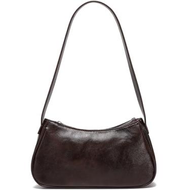 Imagem de LACOMILA Pequena bolsa de ombro feminina linda bolsa de mão de couro vegano Y2k Crescent, Café, Small