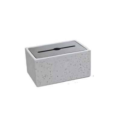 Imagem de Caixa de lenços de mesa de cimento criativo prático de alta qualidade caixa de lenços para casa de família organizador de ornamentos decorativos (cinza)