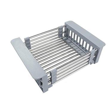 Imagem de Escorredor de pratos de aço inoxidável, suporte ajustável, organizador de pia de cozinha, vegetais, frutas