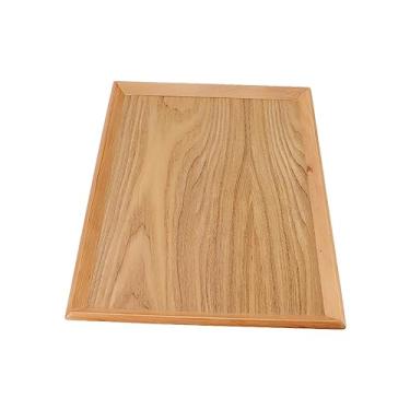 Imagem de Bandeja de Madeira Retangular Multifuncional para Servir Frutas Comida Pizza Reuniões Capacidade Grande Espessa Saudável Assistente Ideal