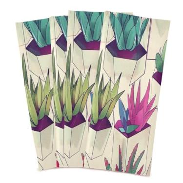 Imagem de Wassud Toalhas de cozinha cacto em vidro panos de prato de cozinha pacote com 4 panos de prato macios com laço para pendurar toalha de mão de secagem rápida super absorvente toalhas de chá de mesa