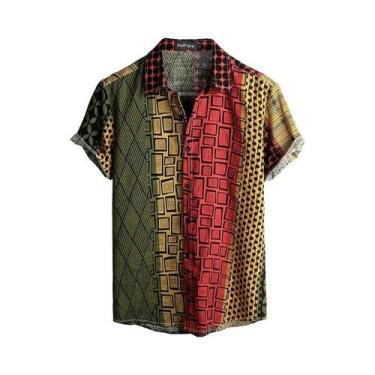 Imagem de Camisas Casuais Masculinas Florais Havaianas Com Estampa 3D, Manga Cur