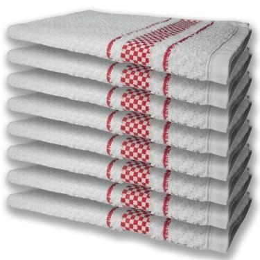 Imagem de 8 Panos De Prato Atoalhado Felpudo 370G/M² Premium Vermelho