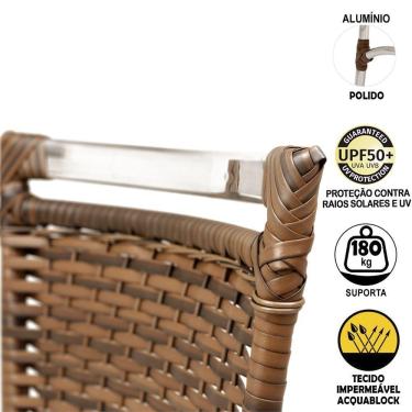 Imagem de Cadeira De Jantar Jk Em Alumínio E Assento Impermeável Argila