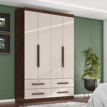 Imagem de Guarda Roupa Solteiro 4 Portas 4 Gavetas Maximus Plus II Zanzini - Jacarandá/Off White