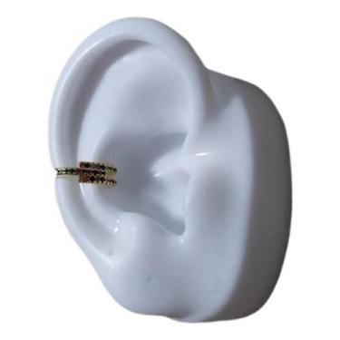 Imagem de Piercing Argola Falso Fake Pedra Zirconia Colorido Folheado - De Castr