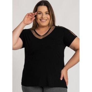 Imagem de Blusa Feminina Plus Size Visco Tule Decote Mangas - Serena-Feminino