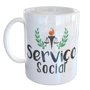 Imagem de Caneca Porcelana Serviço Social - Pense Canecas, Branco
