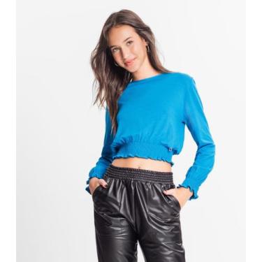 Imagem de Blusa Juvenil Feminina Manga Longa Minty Azul, 16, Azul