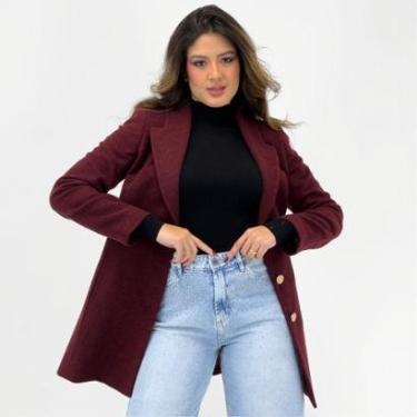 Imagem de Casaco Malise 7/8 em Lã Batida Feminino-Feminino