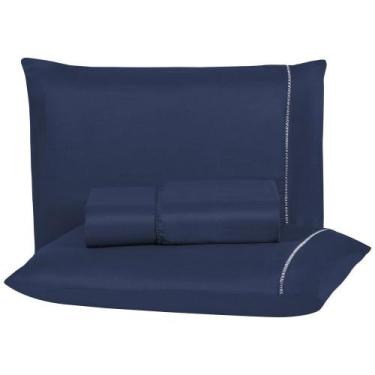 Imagem de Jogo de Cama Aquarela Queen Micropercal Ponto Palito 03 Peças 200 Fios