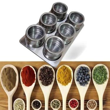 Imagem de Porta Condimentos Inox 6 Potes Com Base Prática E Design Moderno Entre