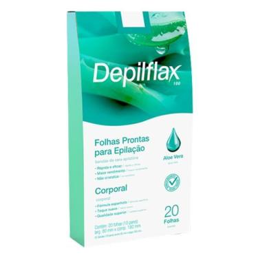 Imagem de Folhas Prontas Corporais Depilação Cera Depilflax Aloe Vera 20UN