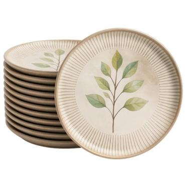 Imagem de Jogo 12 Pratos de Sobremesa 21,5cm Cerâmica Stoneware Porto Brasil Mes
