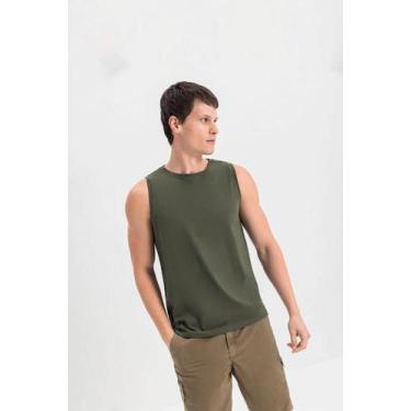 Imagem de Regata masculina em meia malha Essendi - P, G, Verde escuro