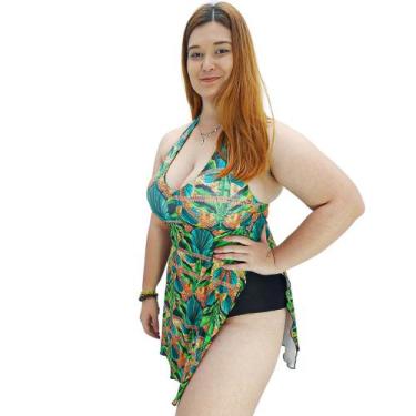 Imagem de Maiô Plus X Adulto Vestido Bojo Disfarça Barriga Poliamida - Hype Moda