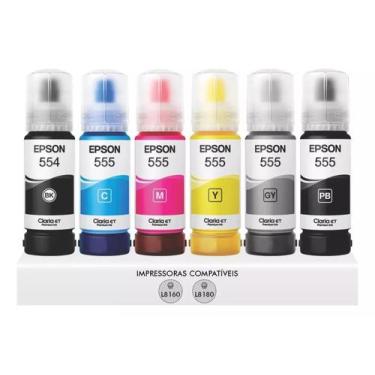 Imagem de Kit Tinta Fotográfica Epson Original T554 T555 L8160 L8180