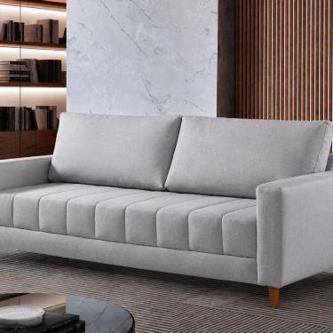 Imagem de Sofa Linving 170cm Minimalista Ciello Linho Cinza Claro