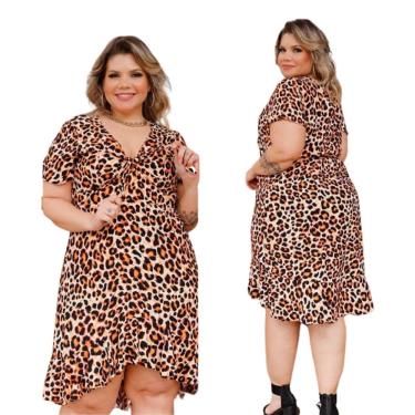 Imagem de Vestido Plus Size Animal Print Moda Verão Tamanho G1 G2 G3