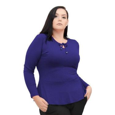 Imagem de Blusa Manga Longa Peplum Com Laço Na Gola