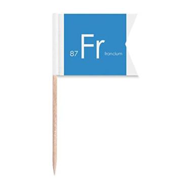 Imagem de Tabela periódica de elementos químicos, metal alcalino francium francium fr, bandeiras de palito, marcação de rotulagem para bolo de festa, placa de queijo
