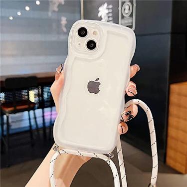 Imagem de Wave Transparent Crossbody Colar Cordão Estojo Macio Para iPhone 13 12 11 Pro Max XS XR X 7 8 Plus SE3 Capa de Silicone Transparente, Transparente, Para iPhone XR