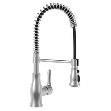 Imagem de Torneira monocomando misturador de cozinha 2 jatos com bica móvel e retrátil escovado, Arell, ARE-MC03-AE