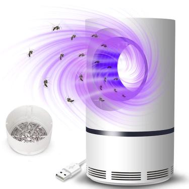 Imagem de XUXN Luz elétrica contra insetos, lâmpada matadora de mosquitos com fonte de alimentação USB e adaptador, luz UV catalítica, sem ruído, sem radiação adequada para uso em casa, escritório, interno e externo