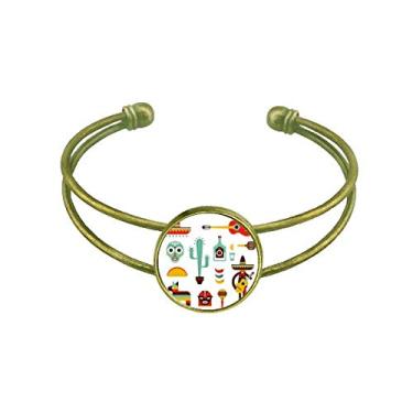 Imagem de Pulseira Sombrero Tequila Guitar Chili Mexico Elment Bracelete Retrô Joia de Punho Aberto