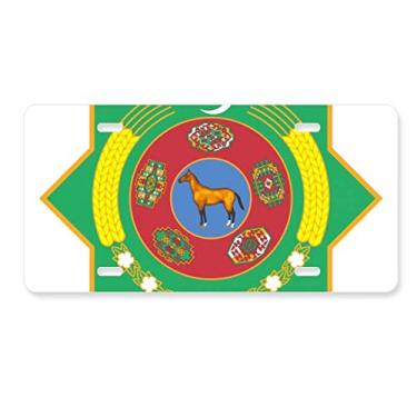 Imagem de DIYthinker Turcomenistão, emblema nacional da Ásia, placa de licença decoração de aço inoxidável para automóveis