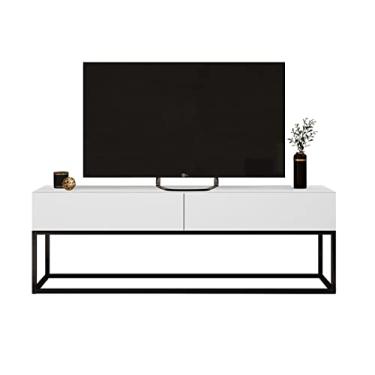 Imagem de Rack Eros Estilo Industrial 140cm Sala Estar Branco/Preto