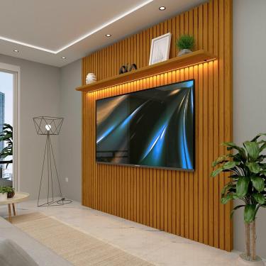 Imagem de Painel Ripado Para Sala TV Até 75 Polegadas Com LED Naturale Notável Shop JM