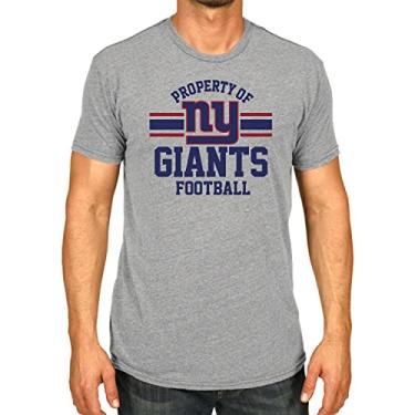 Imagem de Camiseta NFL Adulta Property of Short Sleeve Leve, camiseta oficial do time, equipamento para homens e mulheres (New York Giants - cinza, adulto pequeno)