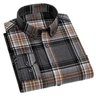 Imagem de Camisas casuais de flanela xadrez para homens outono inverno manga longa clássica xadrez camisa social roupas masculinas, Sm-09, XXG