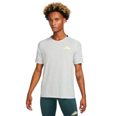 Imagem de Nike Camiseta de corrida masculina Trail Solar Chase Dri-Fit de manga curta, Cinza claro, XXG