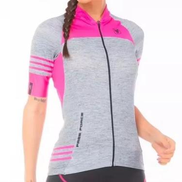 Imagem de Camisa Feminina Training Loop Free Force Rosa/Cinza G