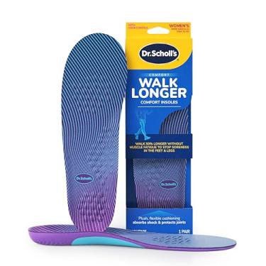 Imagem de Dr. Scholl's Palmilhas femininas Walk Longer – inserções confortáveis de amortecimento de espuma de pelúcia para caminhar, caminhar e ficar em pé o dia todo com suporte de arco – Caminhe 50% mais