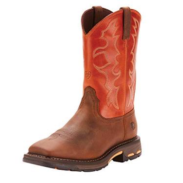 Imagem de Ariat Workhog Bota de trabalho com bico quadrado largo – couro masculino, bico quadrado, Dark Earth, 10