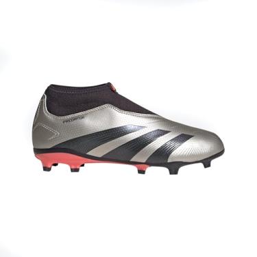 Imagem de adidas Tênis unissex League sem cadarço Firm Ground, Platin metálico/Aurora Preto/Turbo, 1.5 Little Kid