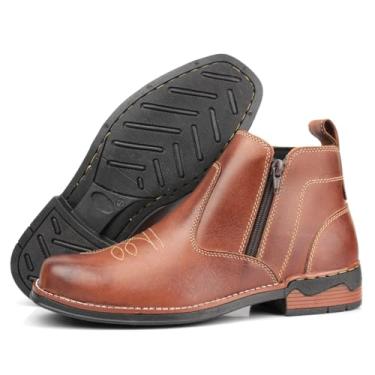Imagem de botina masculina em couro estilo country rodeio bota mateira com ziper (pinhão, BR, Adulto, Numérico, 40)