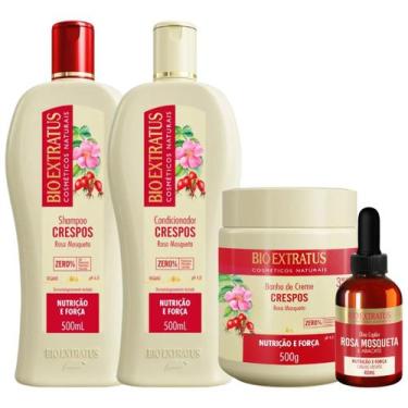Imagem de Kit Crespos 1 Shampoo 1 Condicionador 1 Banho 500ml + Óleo 40ml Bio Ex