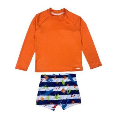 Imagem de Conjunto Blusa + Sunga Infantil Menino Praia Proteção Solar - Jagar, L