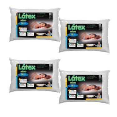 Imagem de Kit 4 Travesseiros Médio Látex Capa Com Zíper - MarcByan