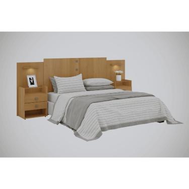 Imagem de Cabeceira Ajustável Casal Queen Rubi com Led e Mesa de cabeceira D´Doro