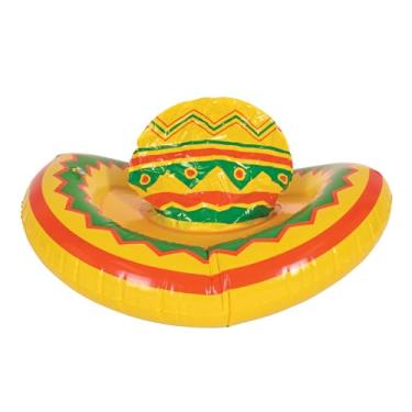 Imagem de Beistle Chapéu sombrero inflável com tema mexicano, acessório de festa Fiesta Cinco De Mayo, tamanho único, amarelo/vermelho/verde